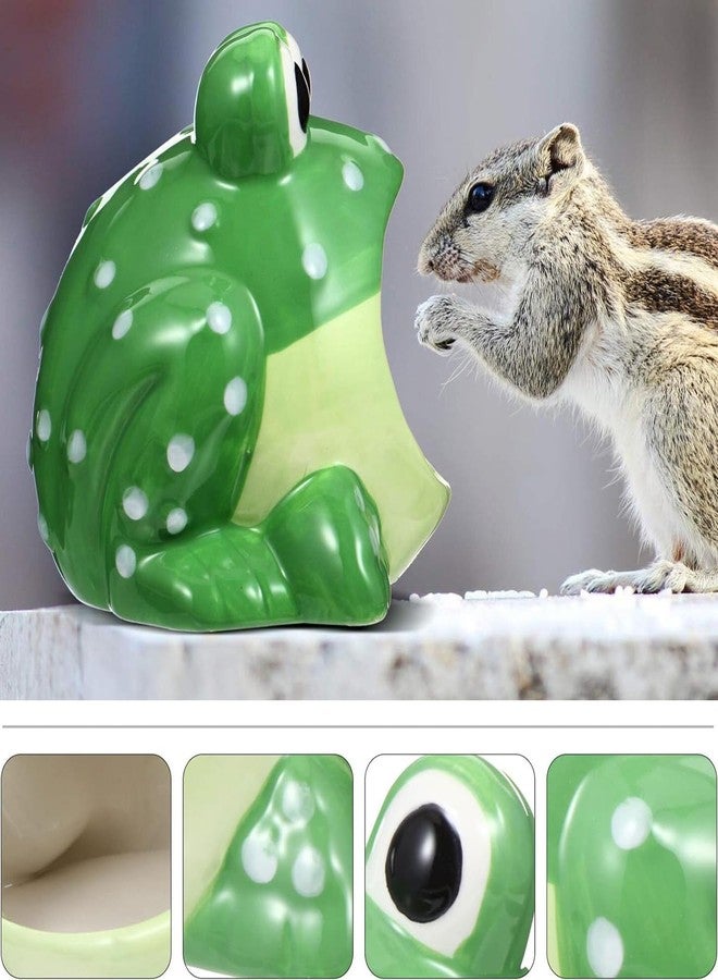 HALONTIN Hamster Hideout, Ceramic Hamster House, Frog Shape Chinchilla Cooling Gerbil House, Small Animal Decoration Cage Accessories - Image 3